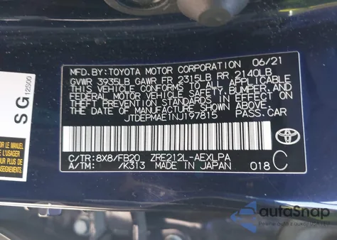 2022 Toyota Corolla Le z USA, uszkodzony, nr VIN JTDEPMAE1NJ197815